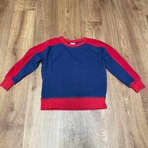 Hanna Andersson Boys Navy Blue Red Pullover Sweatshirt Size 4 XS Cotton
